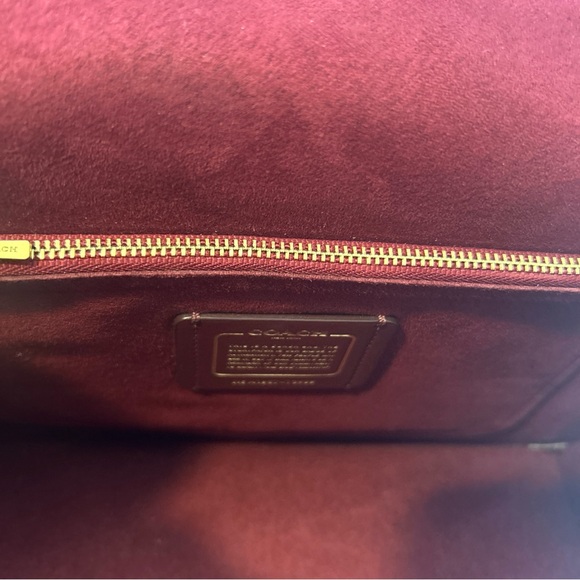 Coach Snakeskin Embossed LEATHER Top Handle 32 Black and Purple Burgundy - Picture 10 of 14